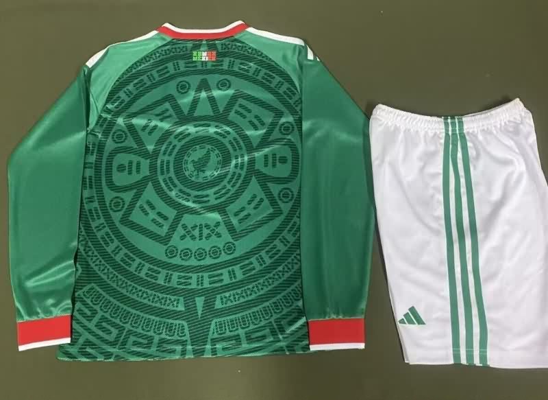 Kids Mexico 2026 World Cup Home Long Sleeve Soccer Jersey And Shorts