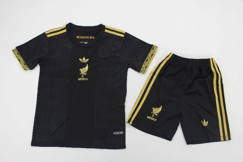 Kids Mexico Soccer Jersey Gold Cup Black Replica 2025