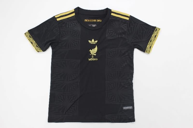 Kids Mexico Soccer Jersey Gold Cup Black Replica 2025