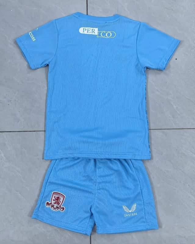 Kids Middlesbrough 25/26 Goalkeeper Blue Soccer Jersey And Shorts