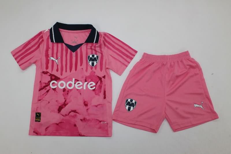Kids Monterrey 2025 Club World Cup Goalkeeper Pink Soccer Jersey And Shorts