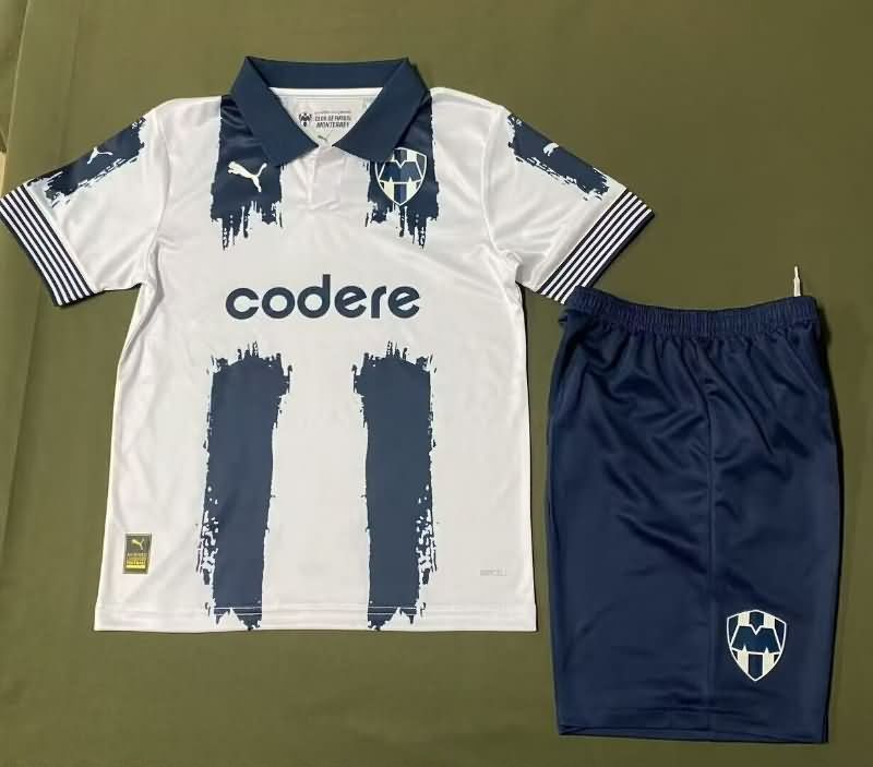 Kids Monterrey 25/26 White Soccer Jersey And Shorts