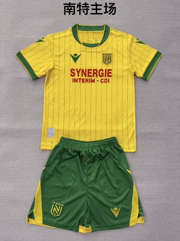 Kids Nantes FC 25/26 Home Soccer Jersey And Shorts