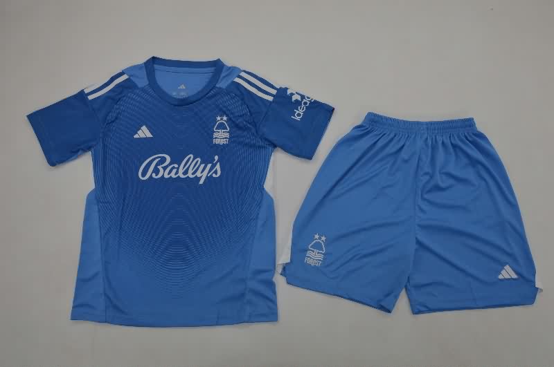 Kids Nottingham Forest 25/26 Goalkeeper Blue Soccer Jersey And Shorts