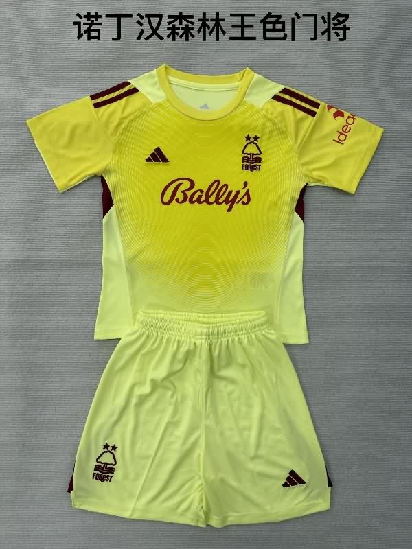 Kids Nottingham Forest 25/26 Goalkeeper Yellow Soccer Jersey And Shorts
