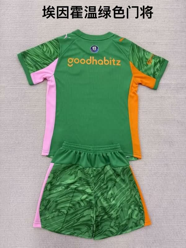Kids PSV Eindhoven 25/26 Goalkeeper Green Soccer Jersey And Shorts