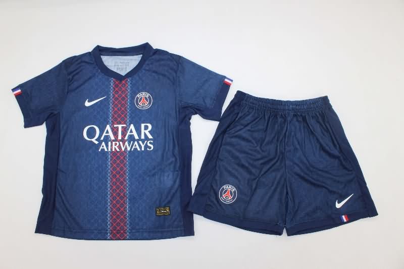 Kids Paris St German 25/26 Home Soccer Jersey And Shorts (Player)