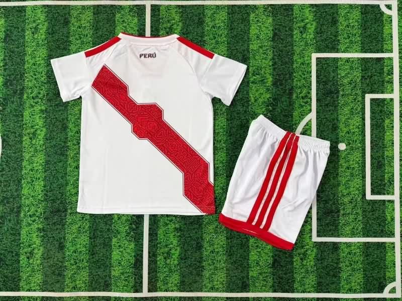 Kids Peru 2026 Home Soccer Jersey And Shorts