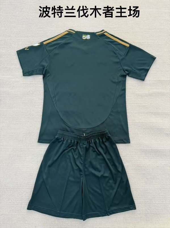 Kids Portland Timbers 2025 Home Soccer Jersey And Shorts