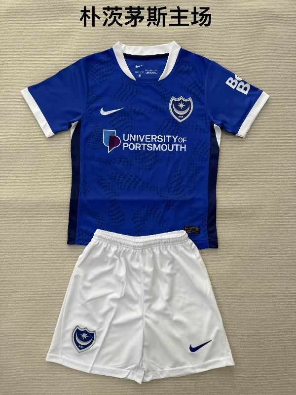 Kids Portsmouth 25/26 Home Soccer Jersey And Shorts