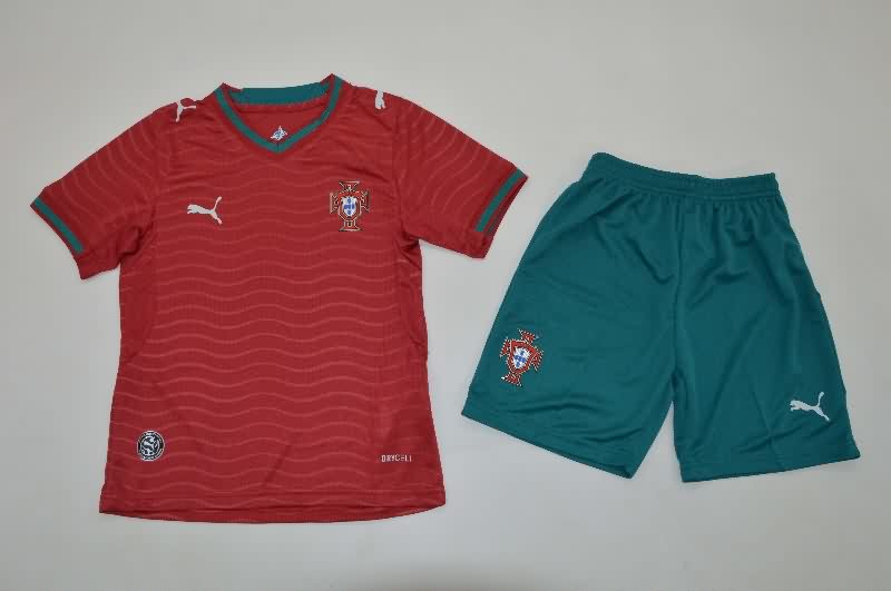 Kids Portugal 25/26 Home Soccer Jersey And Shorts