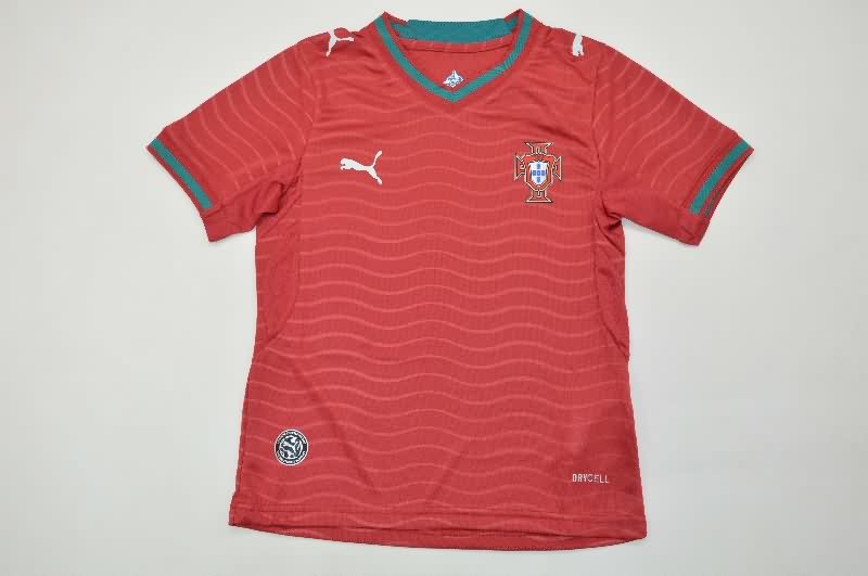 Kids Portugal 25/26 Home Soccer Jersey And Shorts