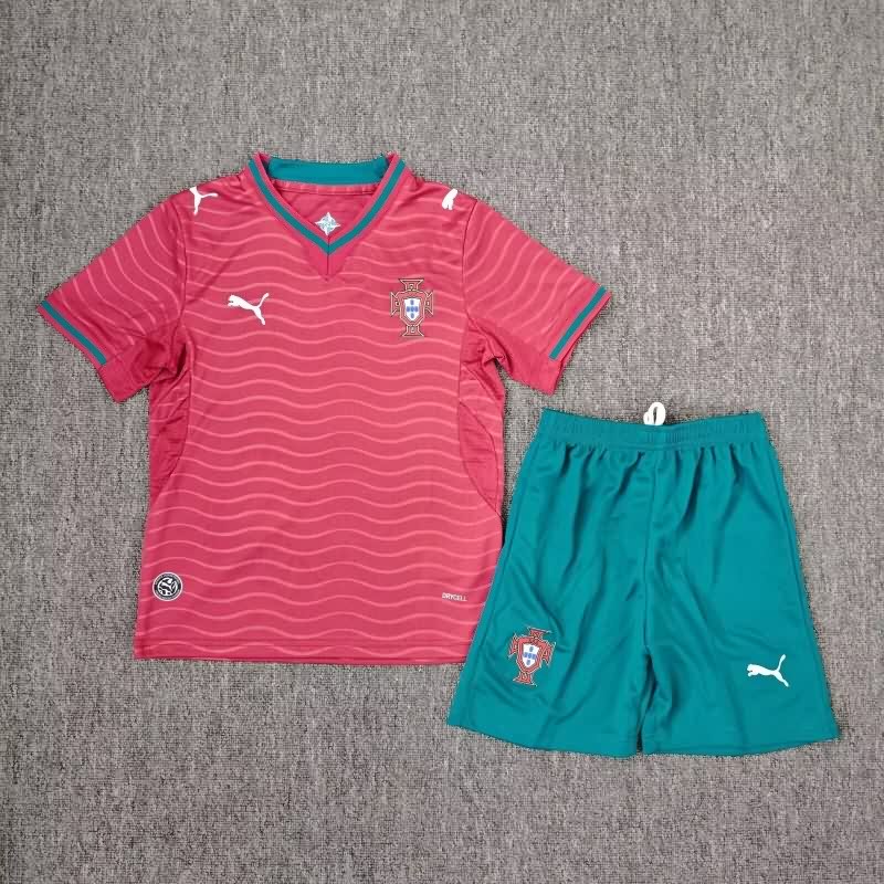 Kids Portugal 2026 World Cup Home Soccer Jersey And Shorts