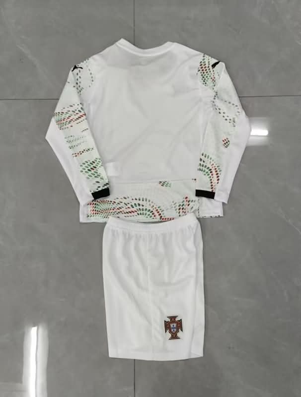 Kids Portugal Soccer Jersey Away Long Sleeve Replica 2025