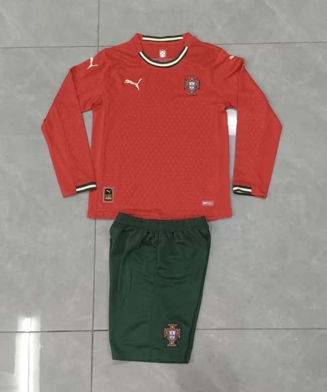 Kids Portugal Soccer Jersey Home Long Sleeve Replica 2025