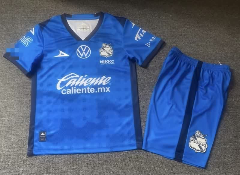 Kids Puebla 25/26 Goalkeeper Dark Blue Soccer Jersey And Shorts