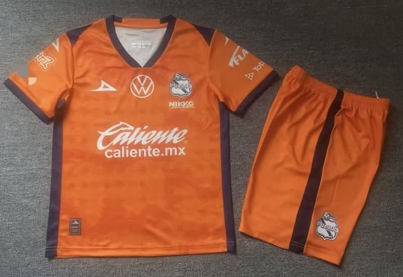Kids Puebla 25/26 Goalkeeper Orange Soccer Jersey And Shorts