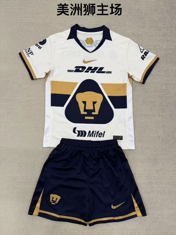 Kids Pumas UNAM 25/26 Home Soccer Jersey And Shorts