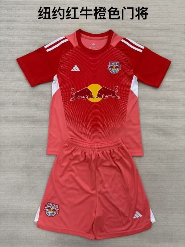 Kids RB New York 2025 Goalkeeper Orange Soccer Jersey And Shorts