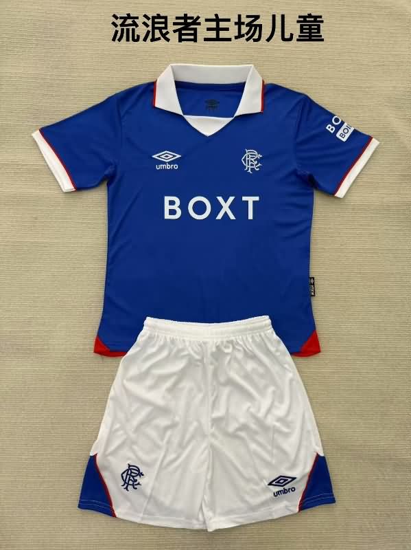 Kids Rangers 25/26 Home Soccer Jersey And Shorts