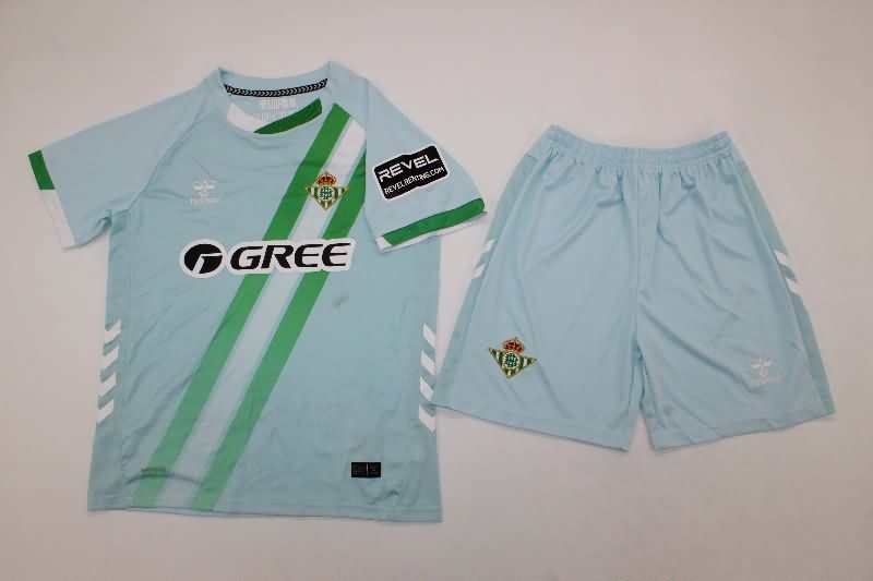 Kids Real Betis 25/26 Away Soccer Jersey And Shorts