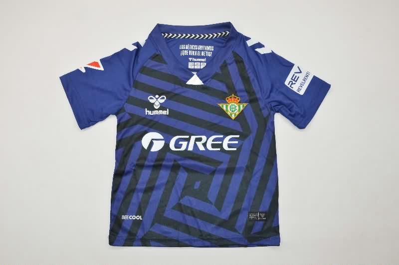 Kids Real Betis 25/26 Goalkeeper Dark Blue Soccer Jersey And Shorts