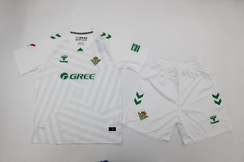 Kids Real Betis 25/26 Goalkeeper White Soccer Jersey And Shorts