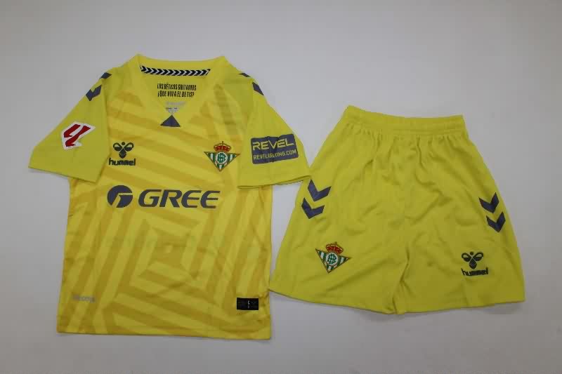 Kids Real Betis 25/26 Goalkeeper Yellow Soccer Jersey And Shorts