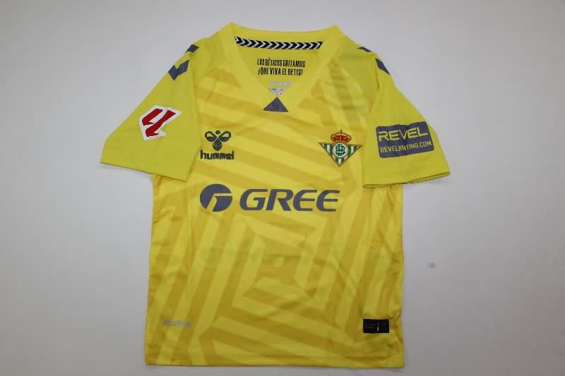 Kids Real Betis 25/26 Goalkeeper Yellow Soccer Jersey And Shorts