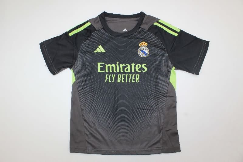 Kids Real Madrid 25/26 Goalkeeper Black Soccer Jersey And Shorts