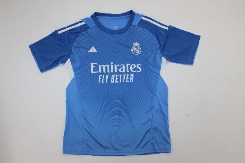 Kids Real Madrid 25/26 Goalkeeper Blue Soccer Jersey And Shorts Leaked