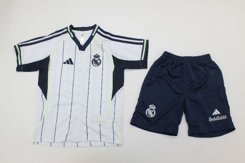 Kids Real Madrid 25/26 Travel Soccer Jersey And Shorts