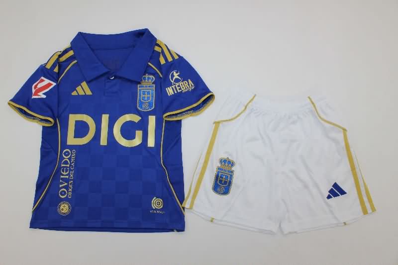 Kids Real Oviedo 25/26 Home Soccer Jersey And Shorts