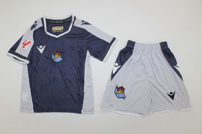 Kids Real Sociedad 25/26 Away Soccer Jersey And Shorts