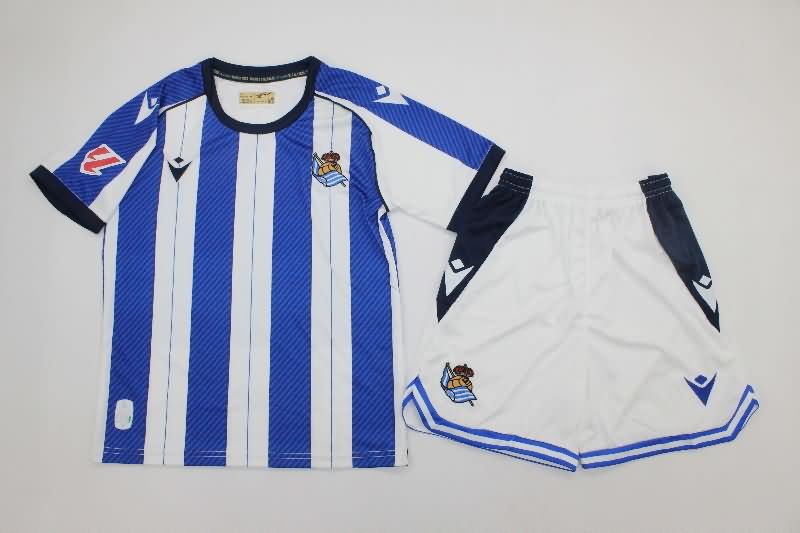 Kids Real Sociedad 25/26 Home Soccer Jersey And Shorts