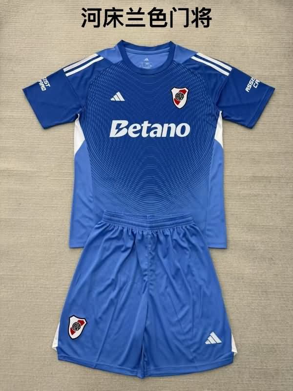 Kids River Plate 25/26 Goalkeeper Blue Soccer Jersey And Shorts