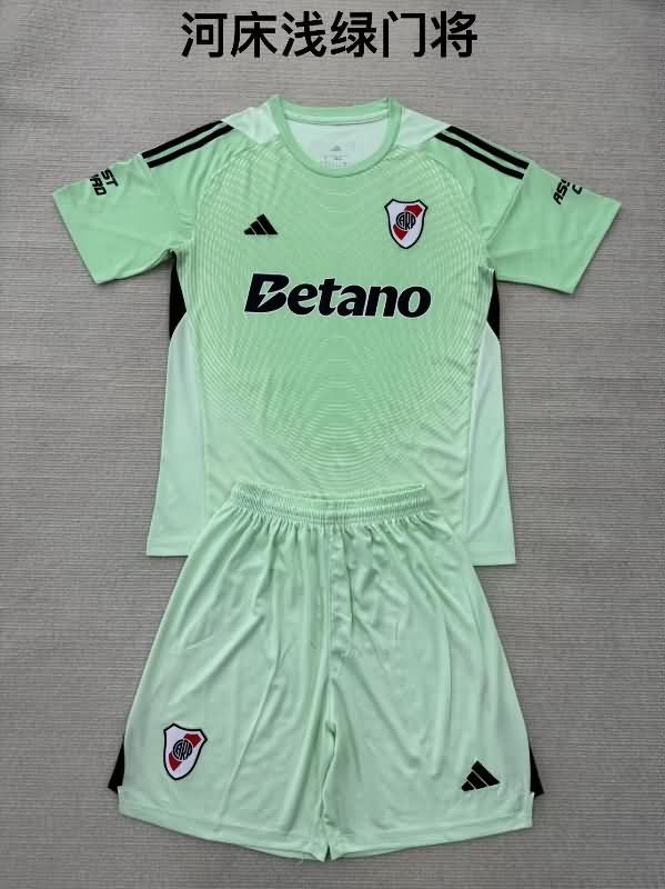 Kids River Plate 25/26 Goalkeeper Green Soccer Jersey And Shorts