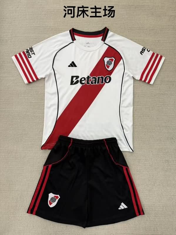 Kids River Plate 25/26 Home Soccer Jersey And Shorts