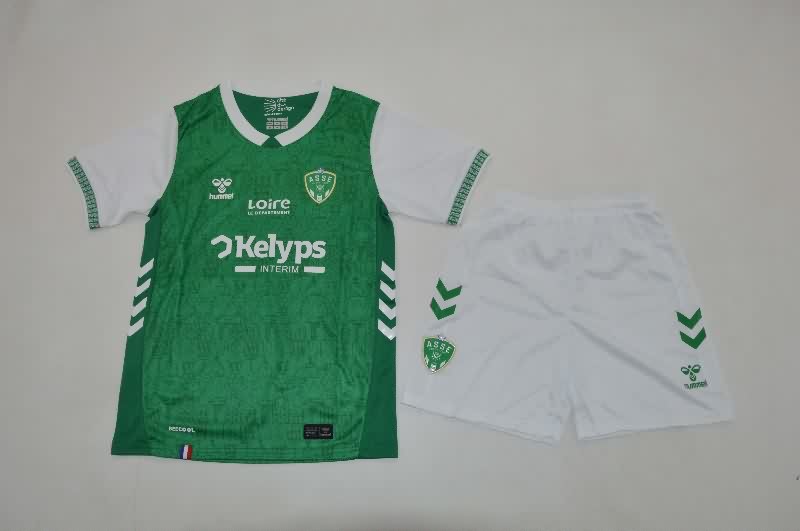 Kids Saint Etienne 25/26 Home Soccer Jersey And Shorts