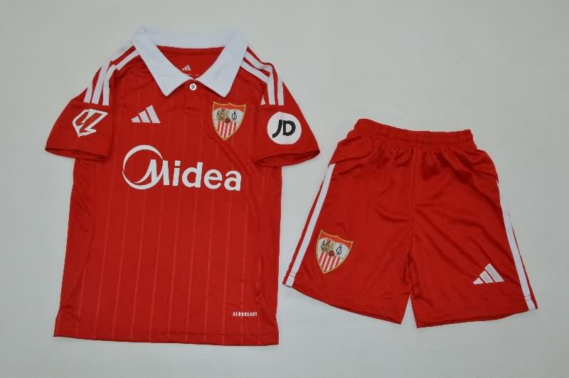 Kids Sevilla 25/26 Away Soccer Jersey And Shorts
