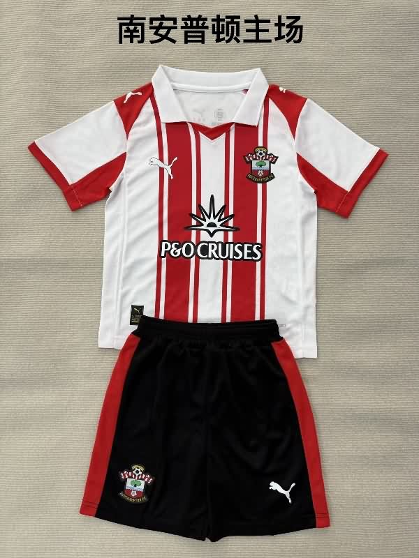 Kids Southampton 25/26 Home Soccer Jersey And Shorts