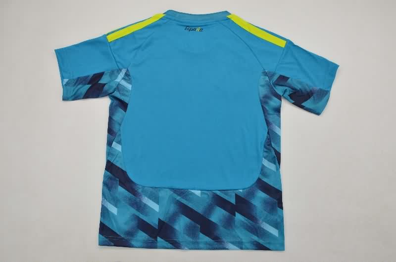 Kids Spain 2026 Goalkeeper Blue Soccer Jersey And Shorts