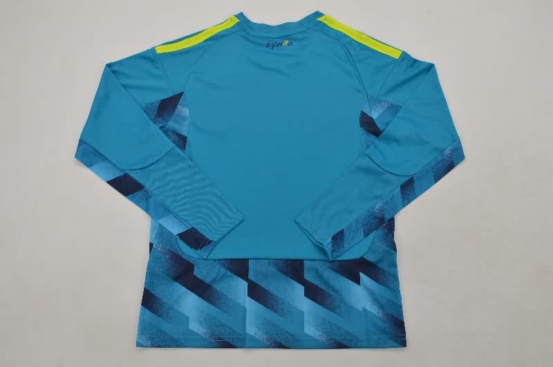 Kids Spain 2026 Goalkeeper Blue Long Sleeve Soccer Jersey And Shorts