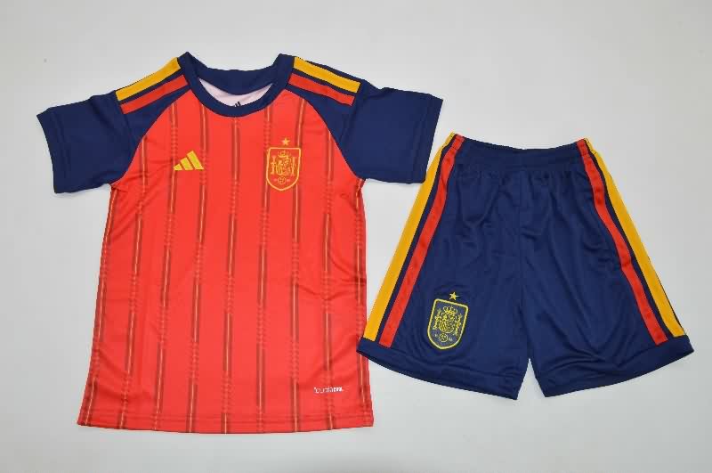 Kids Spain 2026 Home Soccer Jersey And Shorts