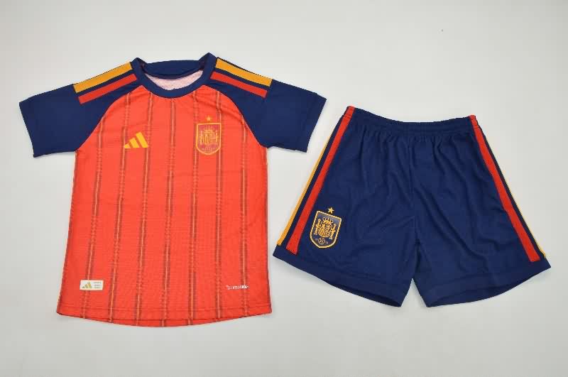 Kids Spain 2026 World Cup Home Soccer Jersey And Shorts (Player)