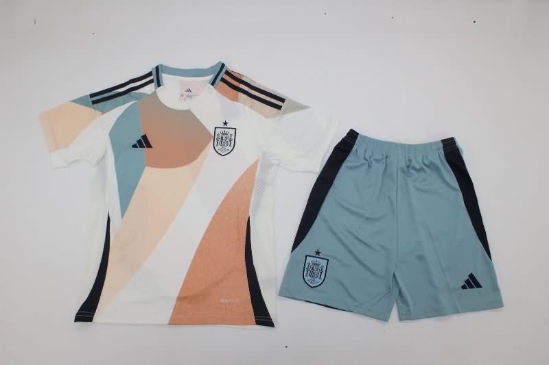 Kids Spain 2025 Female EURO Away Soccer Jersey And Shorts