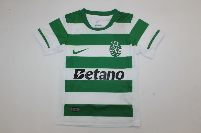 Kids Sporting Lisbon 25/26 Home Soccer Jersey And Shorts
