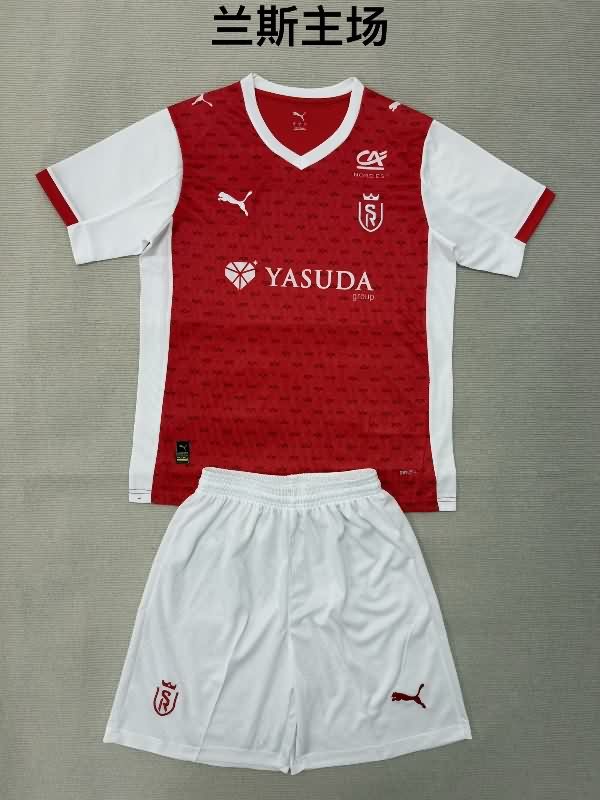 Kids Stade De Reims 25/26 Home Soccer Jersey And Shorts