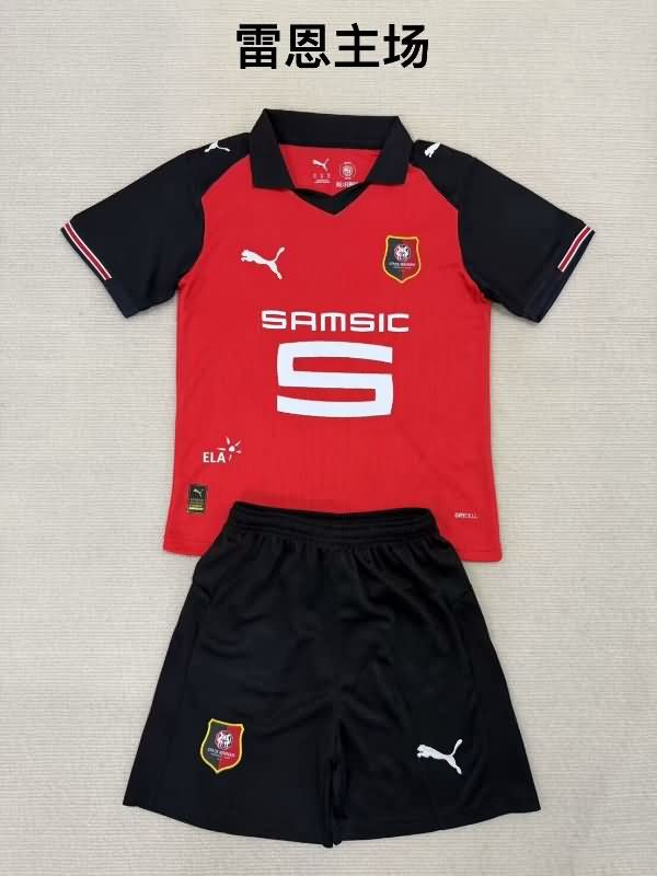 Kids Stade Rennais 25/26 Home Soccer Jersey And Shorts