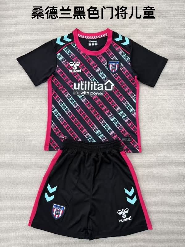 Kids Sunderland 25/26 Goalkeeper Black Soccer Jersey And Shorts